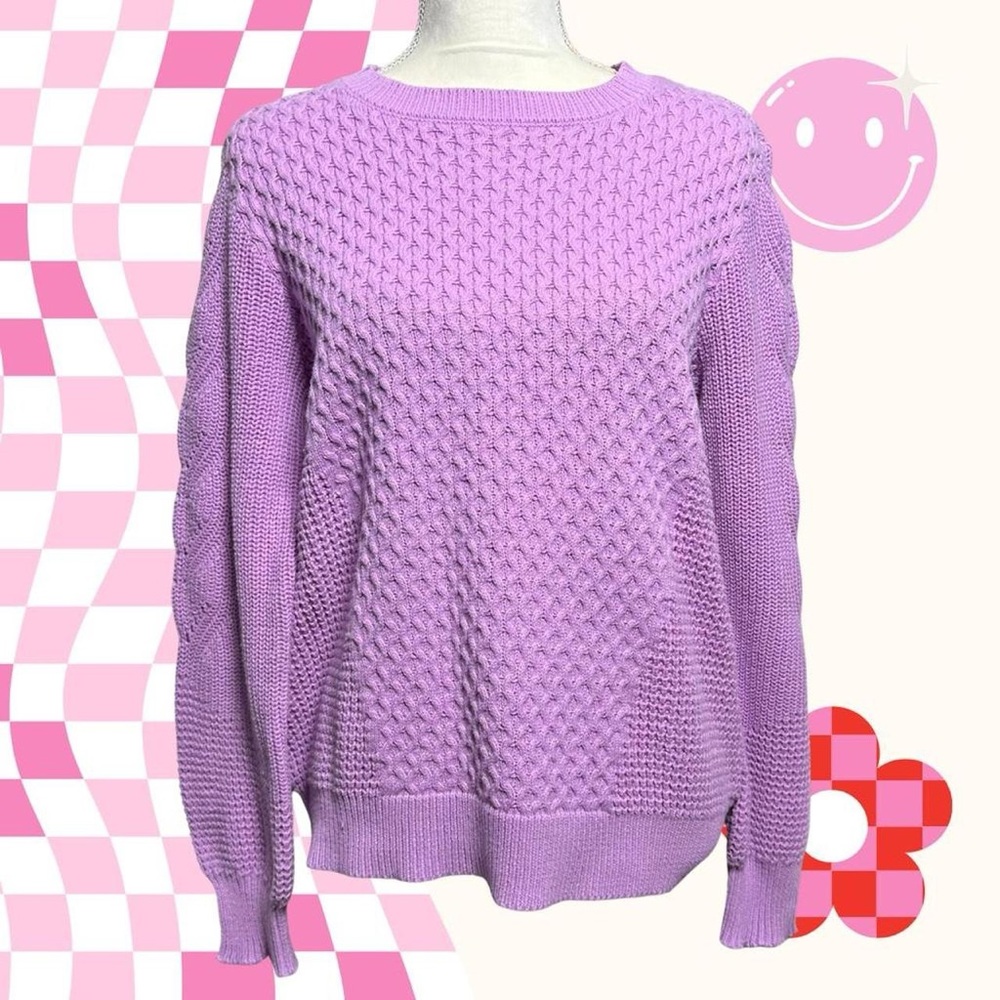 Lilac Crew Neck & cable knit Sweater Y2K vibes